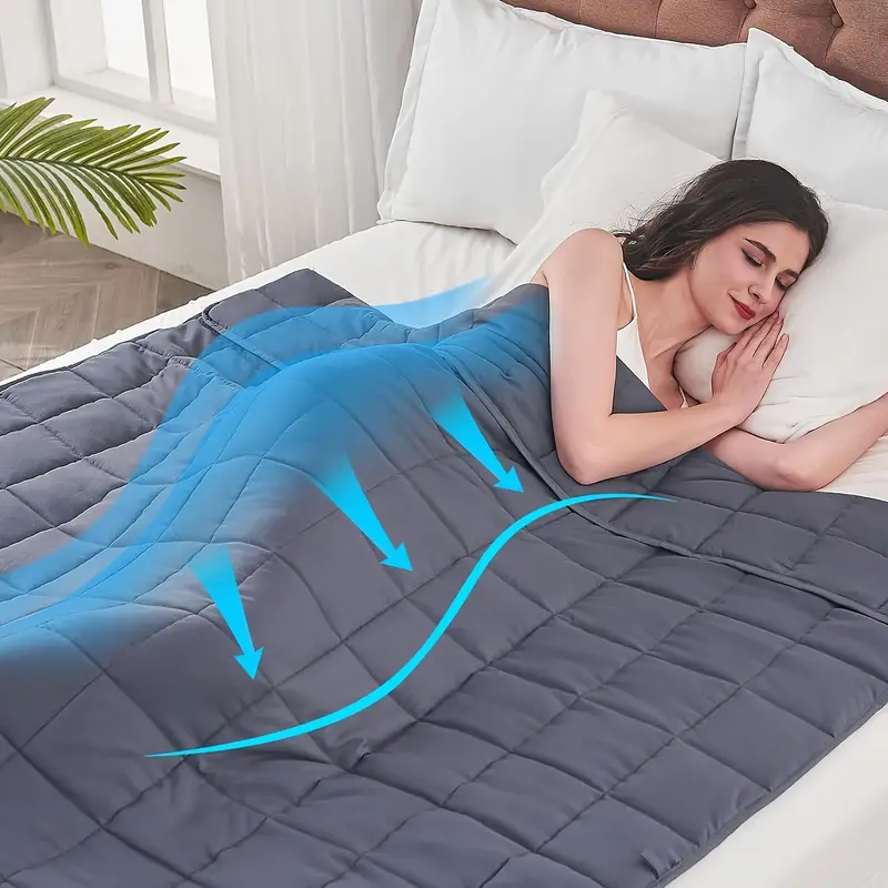 Weighted Blanket (60''x80'', 12lbs, 15lbs, 20lbs, Queen Size Dark Grey) For Adults, High Breathability Heavy Blanket, Soft Material With Premium Glass Beads