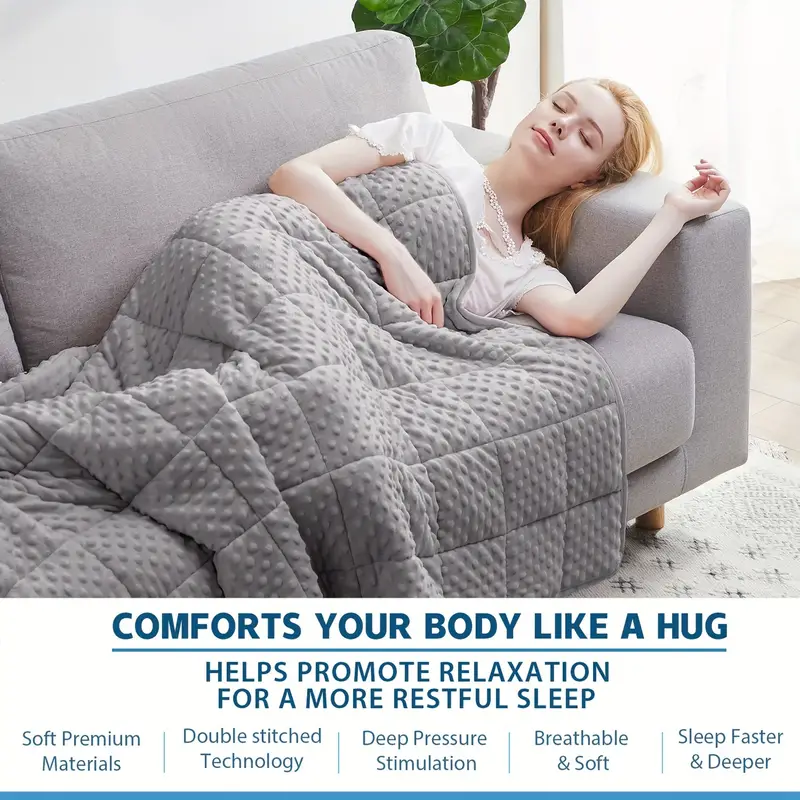 Weighted Blanket For Adult (10lbs, 48"×72", Grey), Luxury Velvet Adult Weighted Blankets, Soft Small Weighted Blanket, Breathable Soft Minky Weighted Throw Blanket For All Season, Nap Blanket, Heavy Blanket With Premium Glass Beads