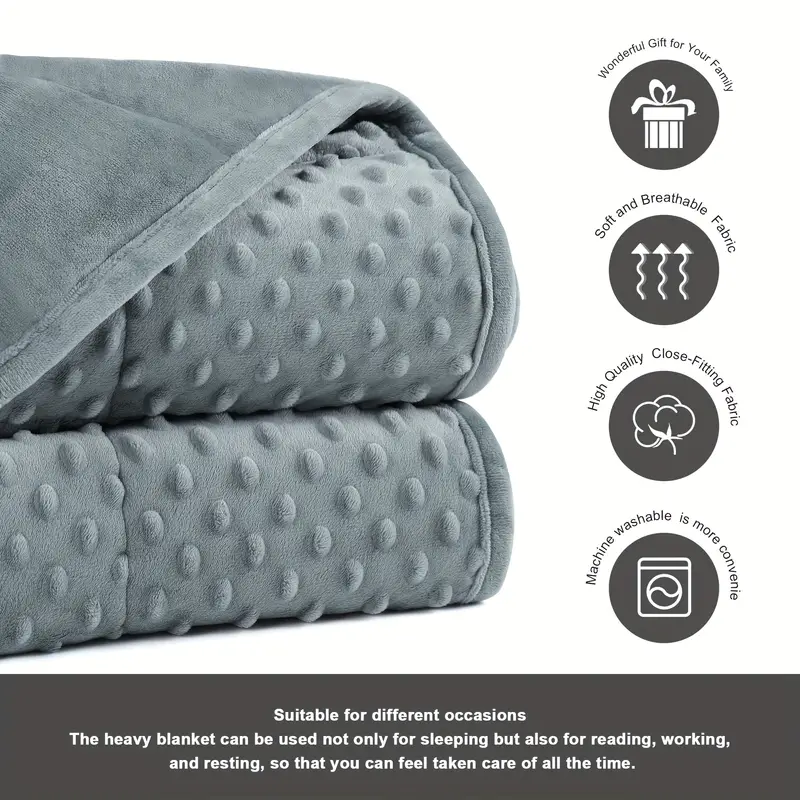 Weighted Blanket For Adult (10lbs, 48"×72", Grey), Luxury Velvet Adult Weighted Blankets, Soft Small Weighted Blanket, Breathable Soft Minky Weighted Throw Blanket For All Season, Nap Blanket, Heavy Blanket With Premium Glass Beads