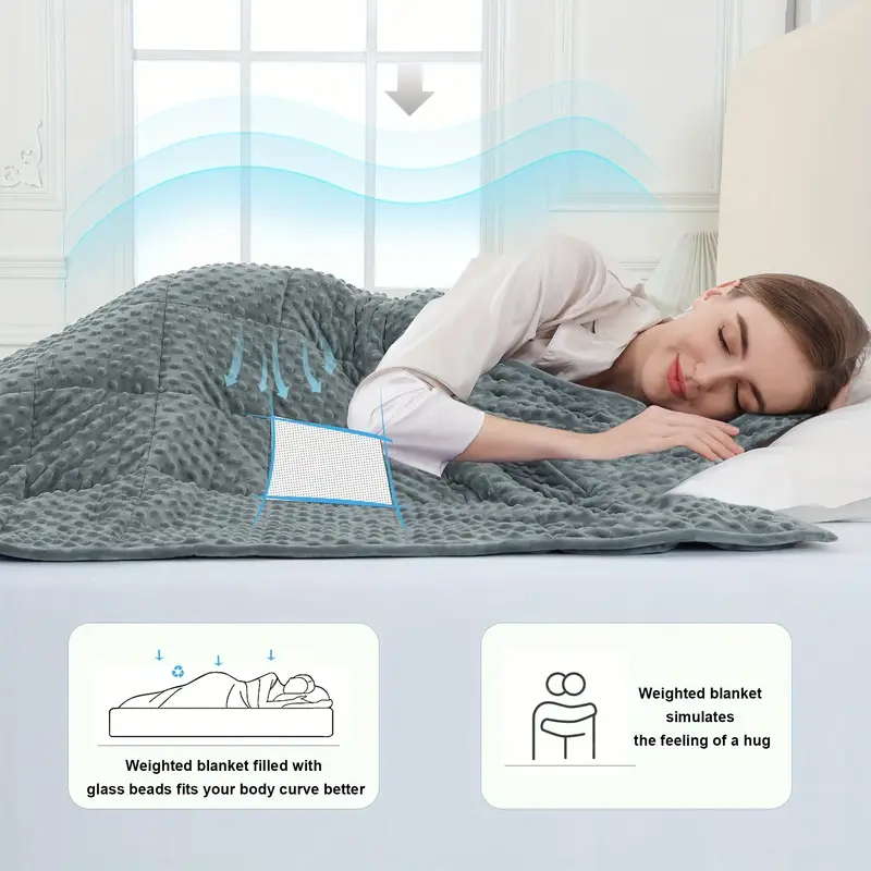 Weighted Blanket For Adult (10lbs, 48"×72", Grey), Luxury Velvet Adult Weighted Blankets, Soft Small Weighted Blanket, Breathable Soft Minky Weighted Throw Blanket For All Season, Nap Blanket, Heavy Blanket With Premium Glass Beads